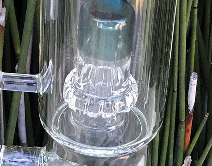 13" Thick Glass Rig Double Shower & Dome Perc w/14mm Male Bowl - Grass