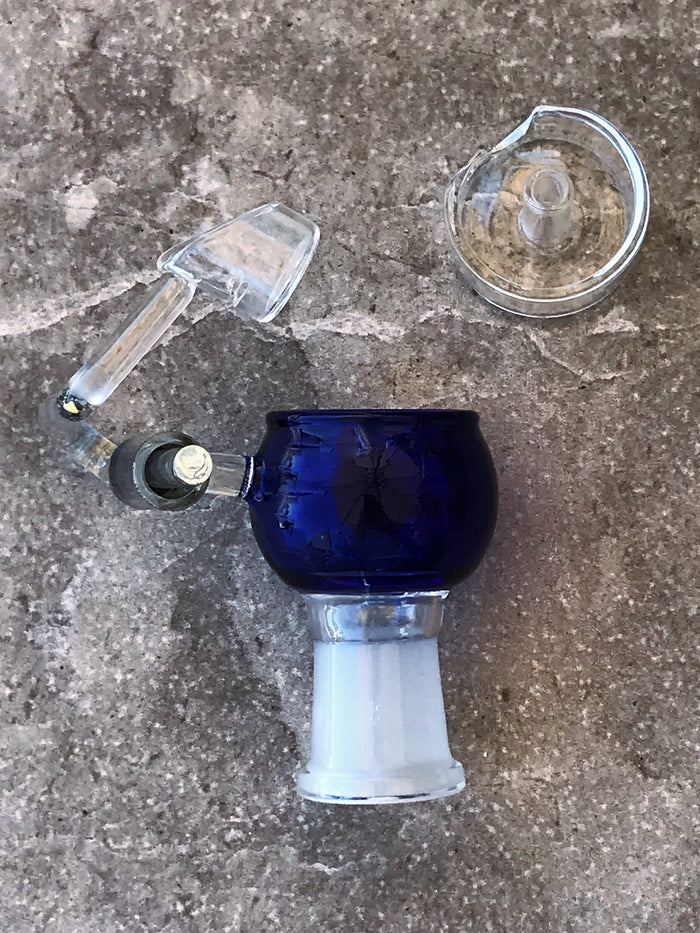14mm Quartz Female Honey Bucket with Carb Cap - Blue Bowl
