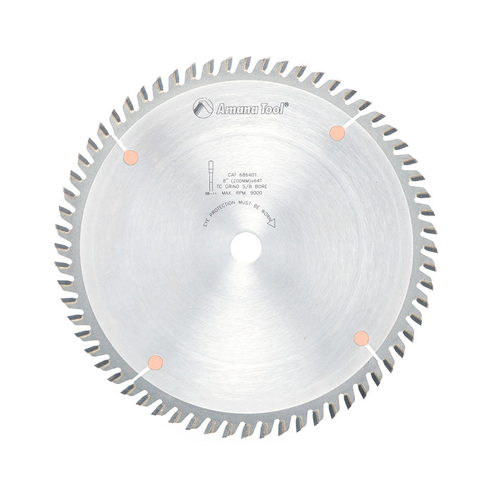 686401 - 8 Inch Dia x 64T TCG, 10 Deg, 5/8 Bore