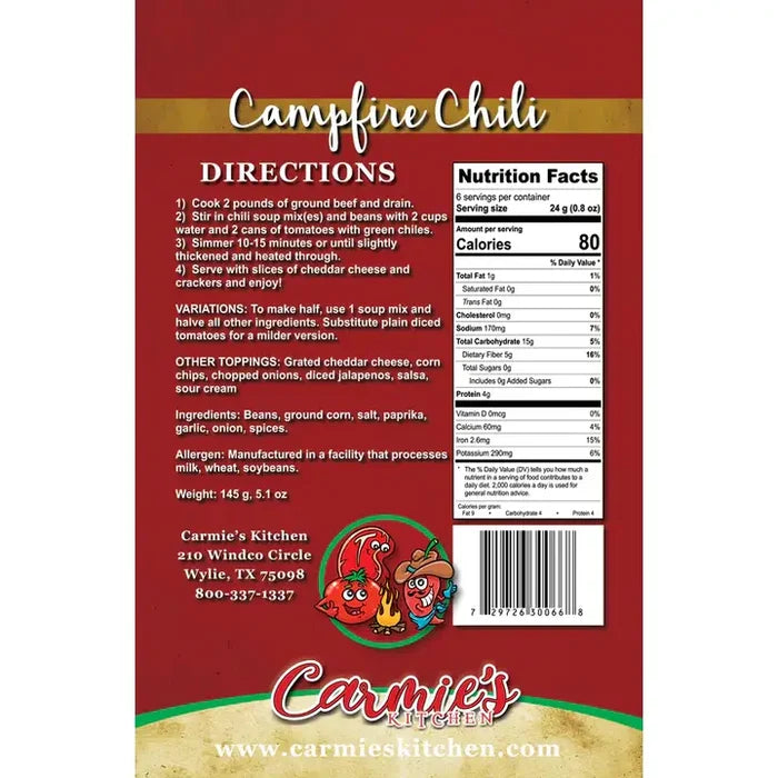 Carmie's Campfire Chili Soup Mix