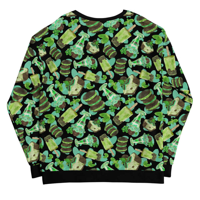 Choco Mint kawaii sweatshirt in mint with mint-cream sandwich cookies and mint parfaits