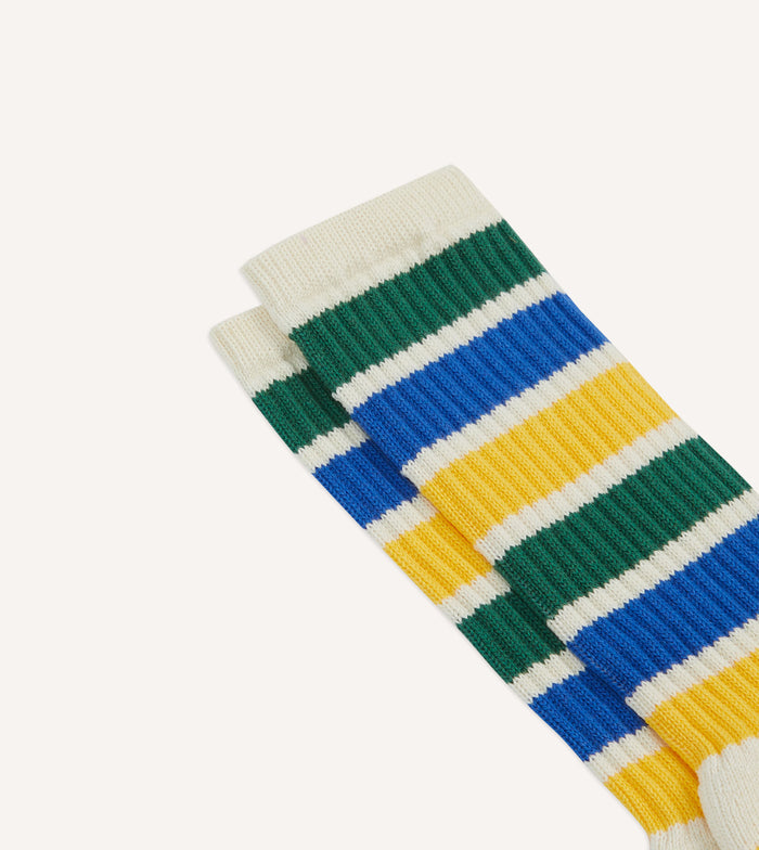 Ecru Multi 6 Stripe Cotton Sports Sock