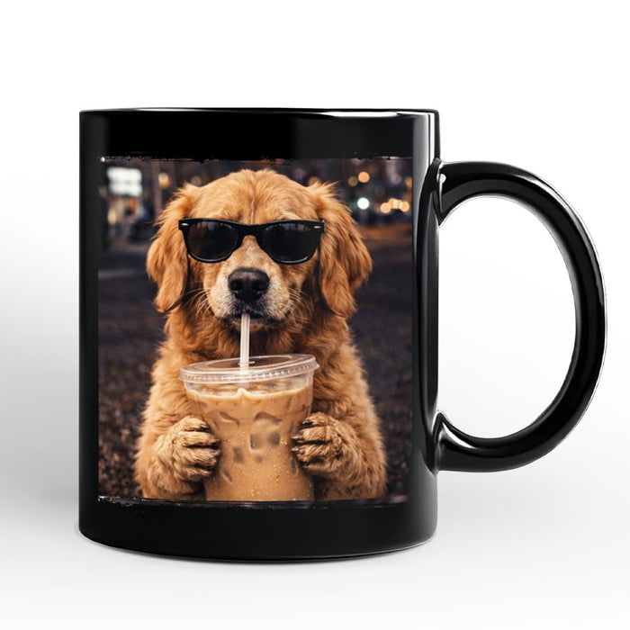 Golden Retriever Iced Coffee Mug, Funny Dog Parents Gift Personalized Ceramic Mug OrnamentallyYou