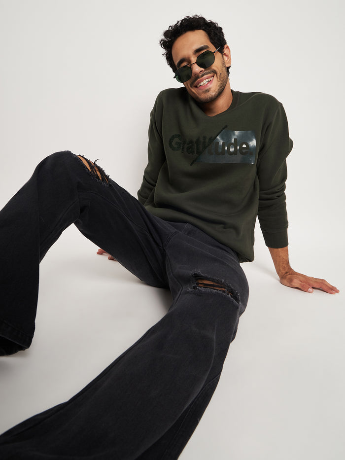 Gratitude Olive Sweat Shirt