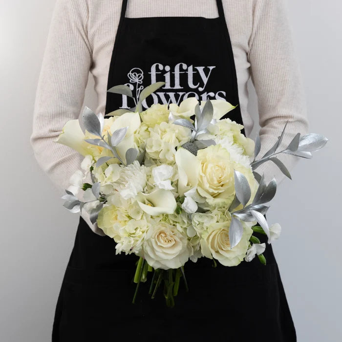 Modern Holiday Glam Silver Diy Flower Kit Apron - Image
