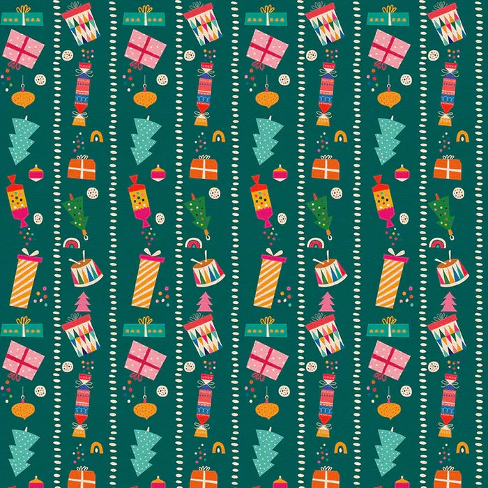 Modern Holiday Green Present Stripe- Fat Quarter