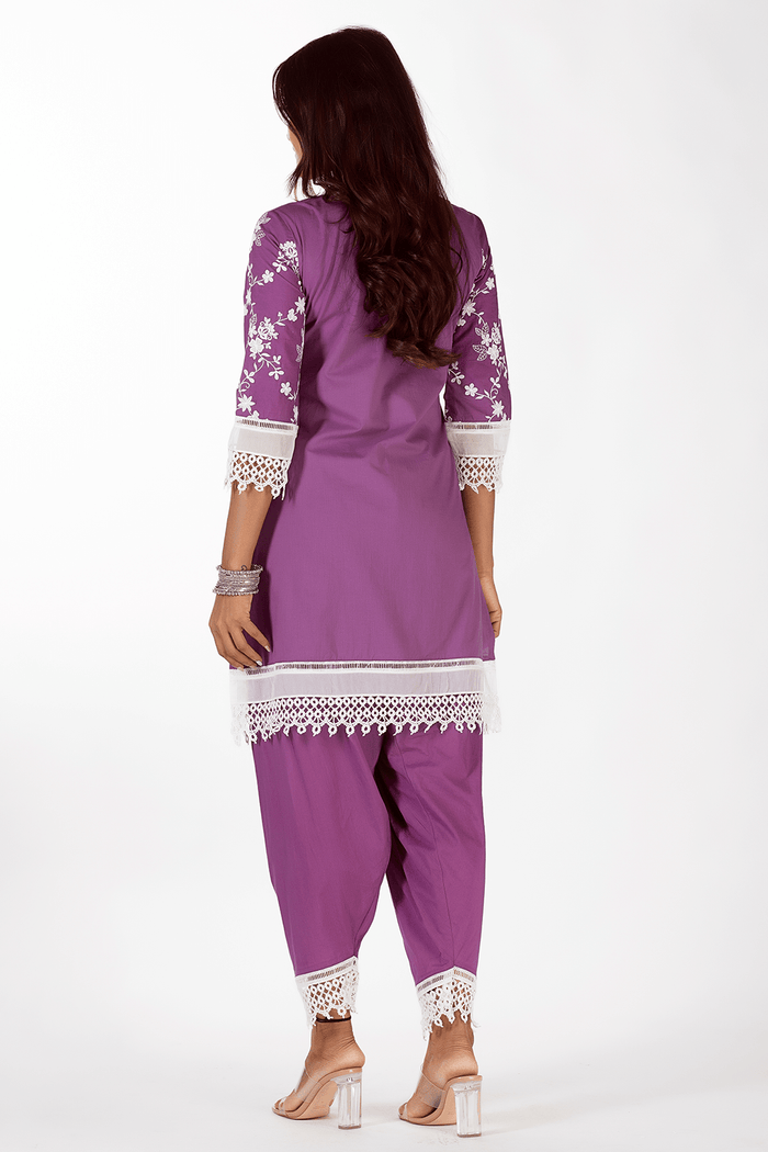 Mulmul Supima Cotton Kai Purple Kurta