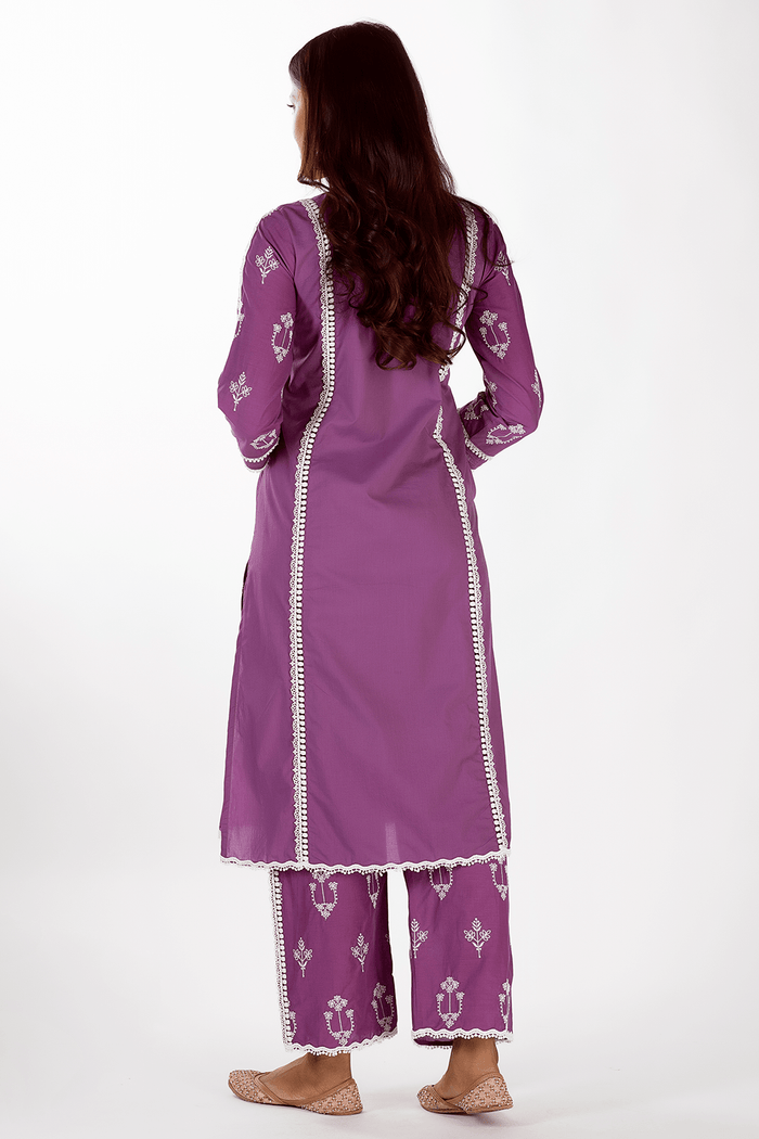 Mulmul Supima Cotton Mae Purple Kurta