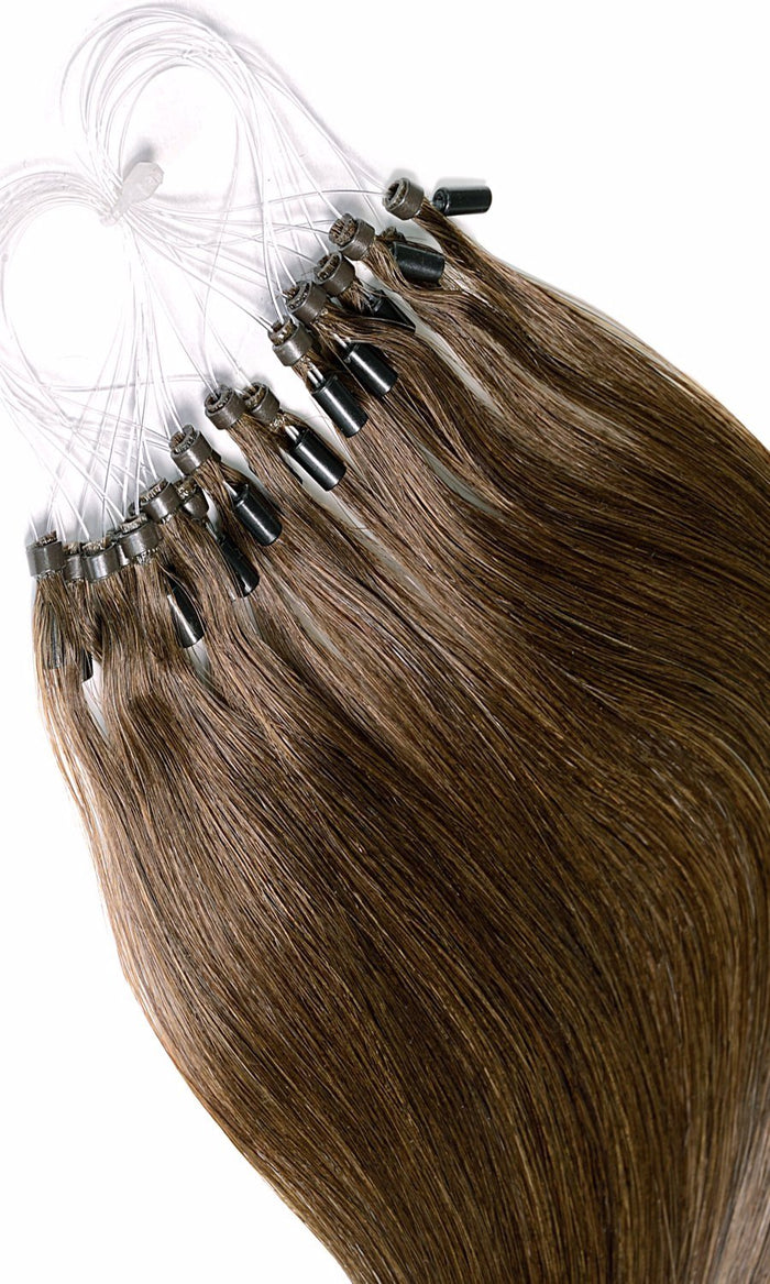 Real Human HaarverLengthrung Microring Extensions Light Natural Brown
