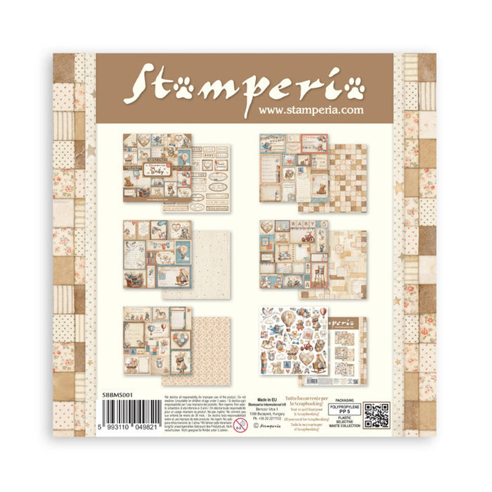 Stamperia - 8X8 Mini Paper Pad - Baby. 6 sheets. Available at Embellish Away located in Bowmanville Ontario Canada.