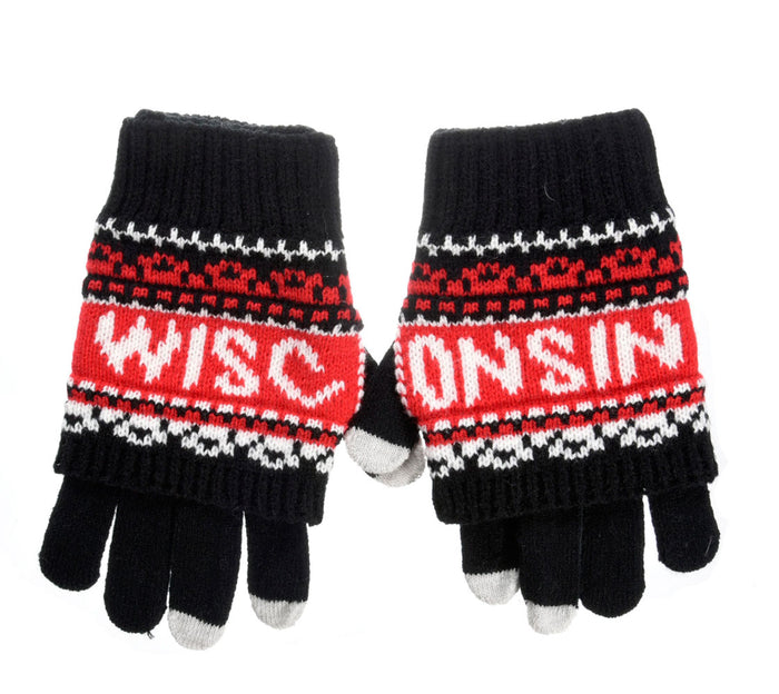 Wisconsin Black/Red 2 in 1 Gloves