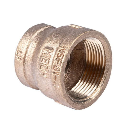 1 1/4" x 1" Lead Free Reducing Brass Coupling
