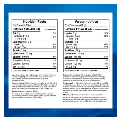 Ultimate (Brad King) 100% High Alpha Whey Isolate Tropical Vanilla Information
