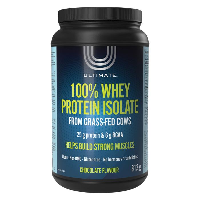 Tub of Ultimate® 100% Whey Protein Isolate Chocolate 812g