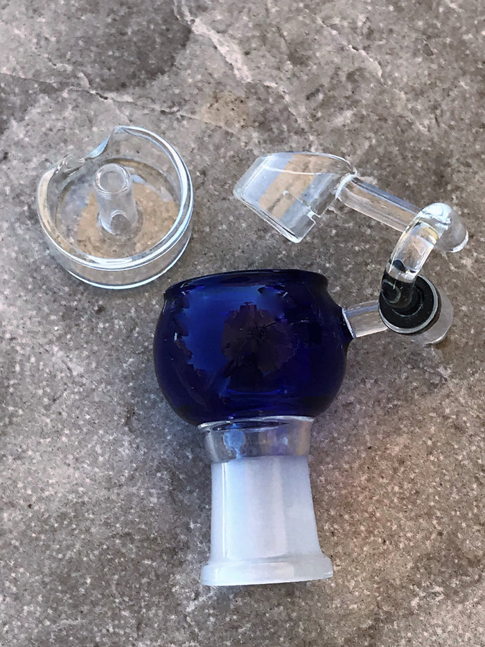 14mm Quartz Female Honey Bucket with Carb Cap - Blue Bowl