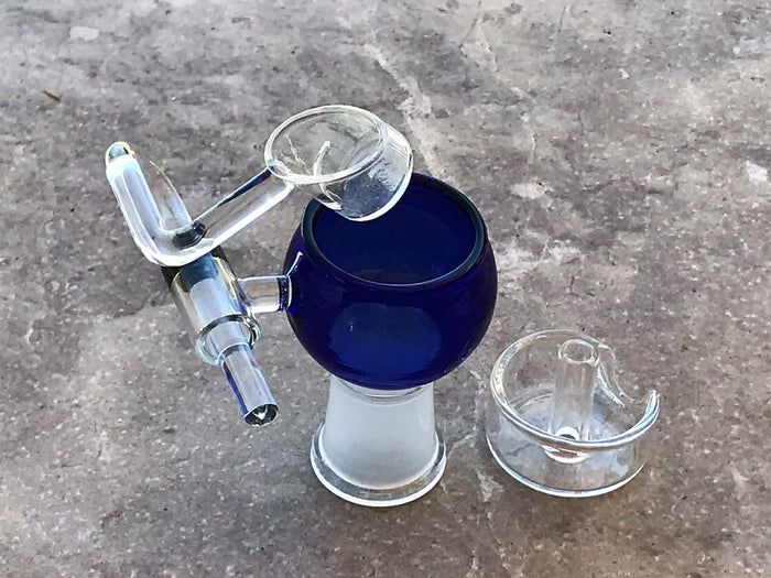 14mm Quartz Female Honey Bucket with Carb Cap - Blue Bowl