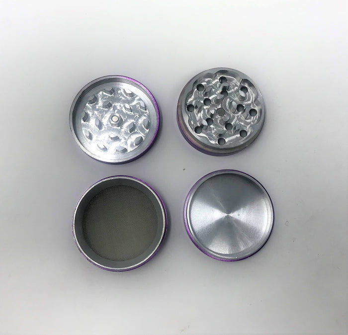 2'' Spice Herb Grinder with Pollen Catcher Metal 4 Part Grinder - Purple