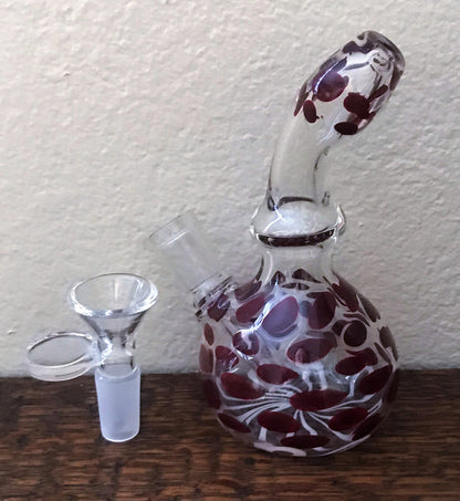 5" Mini Glass Bong Pipe w/14mm Herb Bowl - Perfect Peace