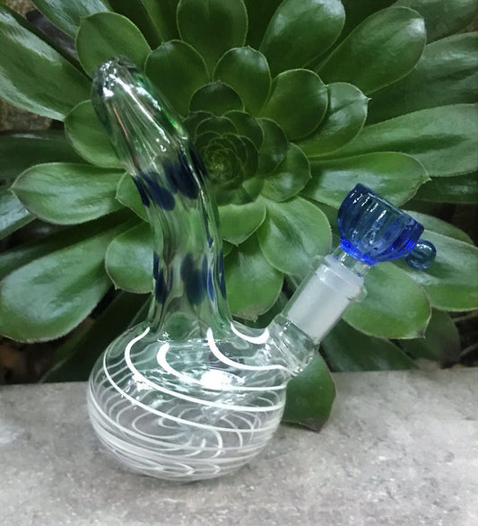 5" Mini Thick Glass Bong/Pipe 14mm Male Herb Bowl - C'est la Vie!