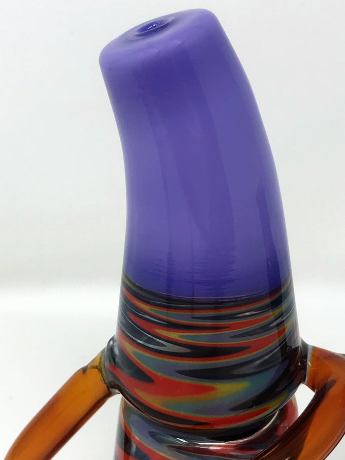 6" Collectible & Unique Mini Recycler Rig in Thick Glass with 14mm Slide Bowl - Lavender & Pattern