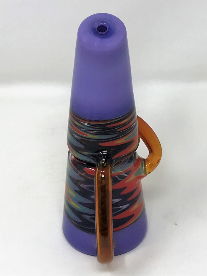 6" Collectible & Unique Mini Recycler Rig in Thick Glass with 14mm Slide Bowl - Lavender & Pattern