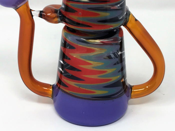 6" Collectible & Unique Mini Recycler Rig in Thick Glass with 14mm Slide Bowl - Lavender & Pattern