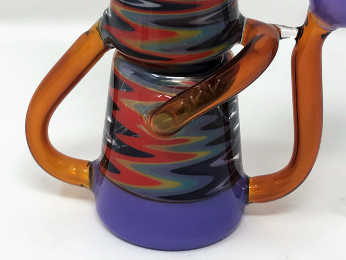 6" Collectible & Unique Mini Recycler Rig in Thick Glass with 14mm Slide Bowl - Lavender & Pattern