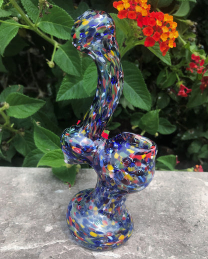 6" Multi Color Splatter Glass Bubbler w/Zipper Padded Hard Case in Black
