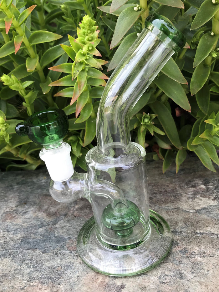6" Shower Perc. Glass Water Rig 14mm Herb Bowl - Spearmint