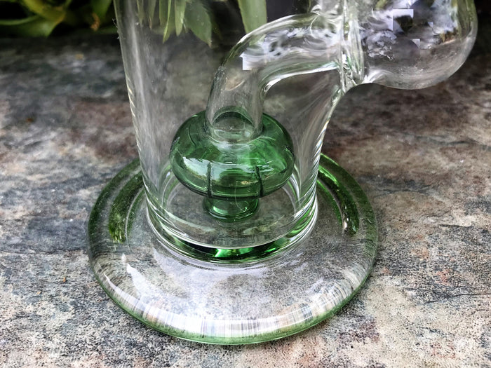 6" Shower Perc. Glass Water Rig 14mm Herb Bowl - Spearmint