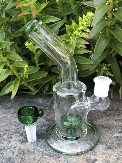 6" Shower Perc. Glass Water Rig 14mm Herb Bowl - Spearmint