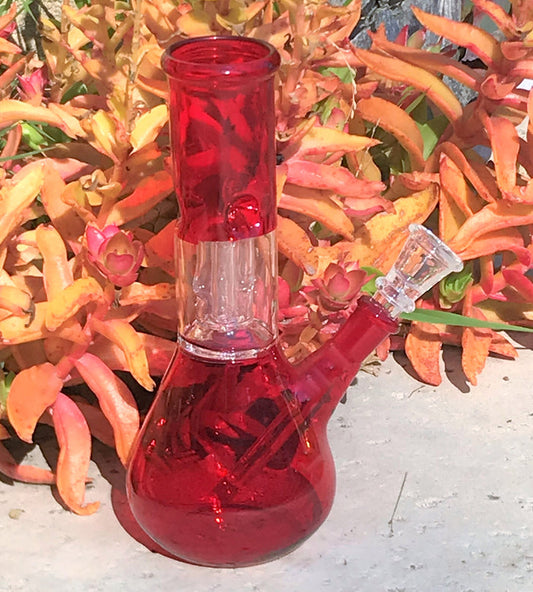 8" Beaker Bong Slide on Stem with Bowl Ice Catchers - Strawberry Sip Icee
