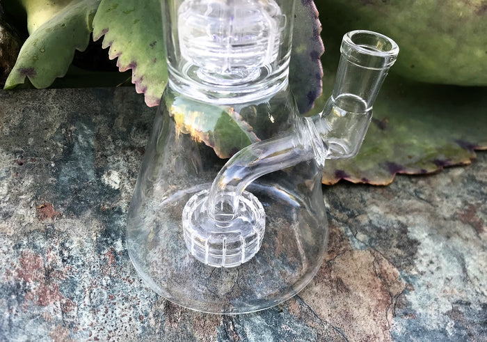8" Thick Glass Beaker Double Shower Perc & Dome Perc Rig 14mm Diamond Bowl - Lilac