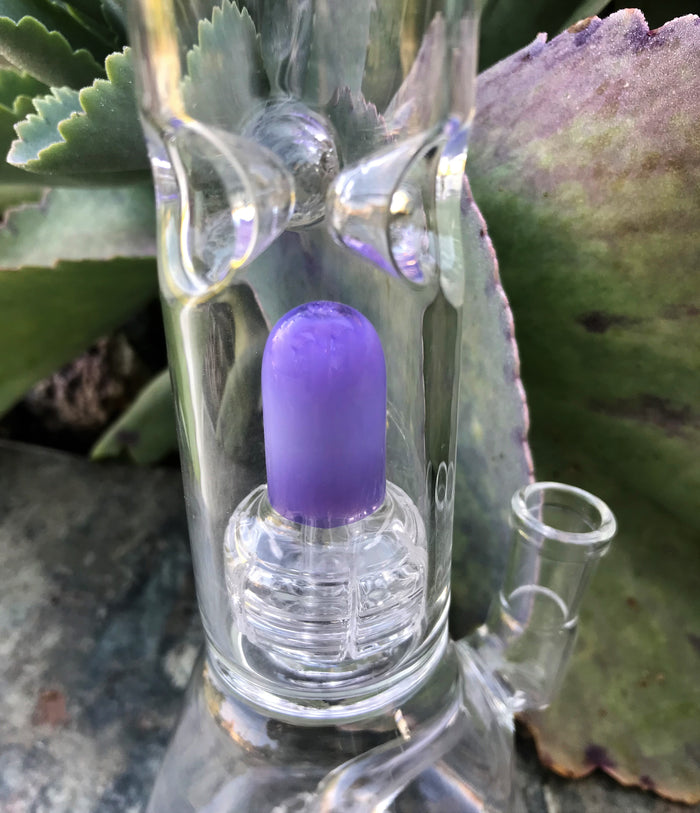 8" Thick Glass Beaker Double Shower Perc & Dome Perc Rig 14mm Diamond Bowl - Lilac