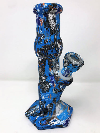 8.5" Thick Silicone Detachable Unbreakable Bong Silicone w/Glass Screen Bowl