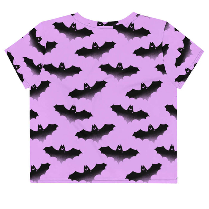 Aensland alternative crop top in pink with bats and crescent moons