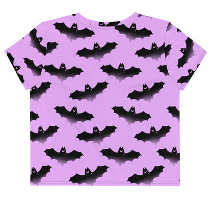 Aensland alternative crop top in pink with bats and crescent moons