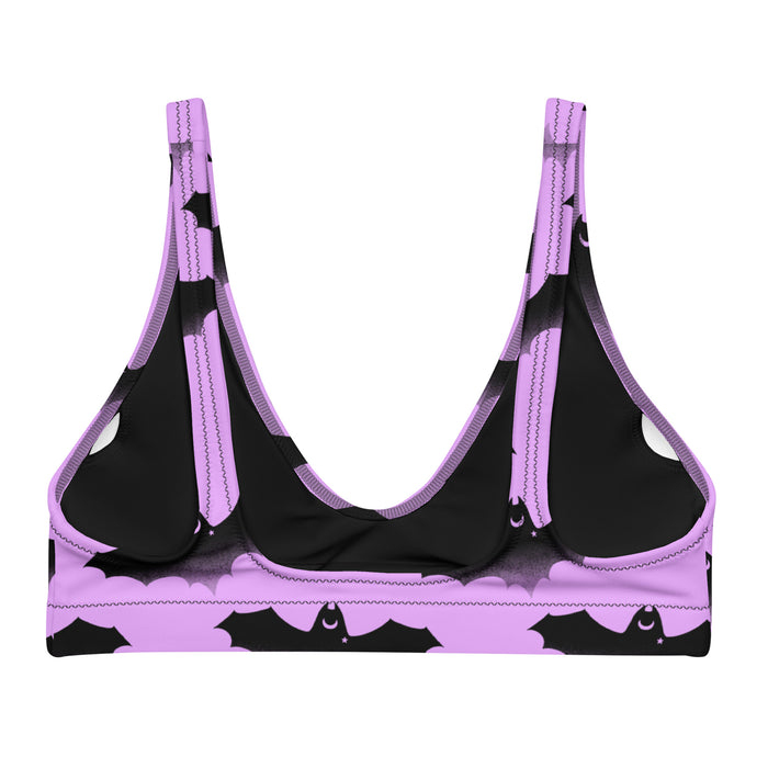 Aensland alternative bikini top in pink with bats and crescent moons
