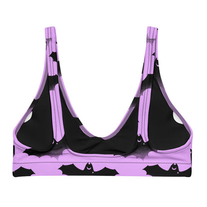 Aensland alternative bikini top in pink with bats and crescent moons