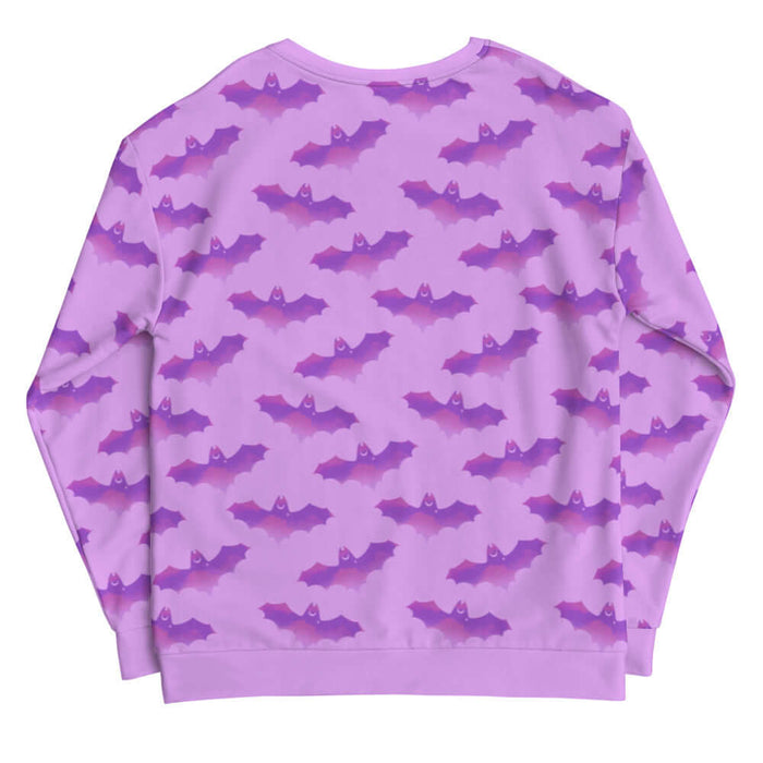 Aensland pastel-goth sweatshirt in pink with bat print and pastel clouds