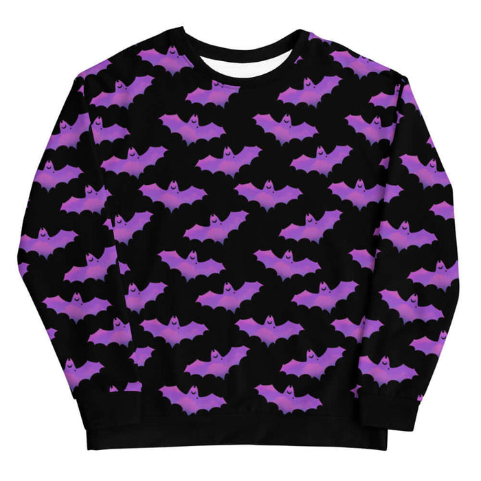 Aensland alternative sweatshirt in pink with painterly bats and tiny crescent moons