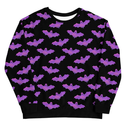 Aensland alternative sweatshirt in pink with painterly bats and tiny crescent moons