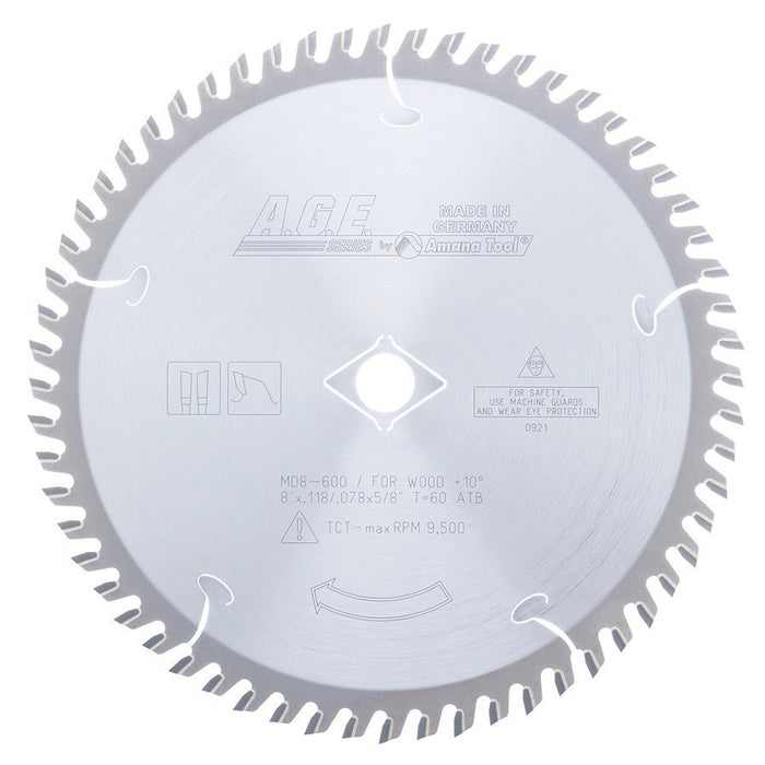 MD8-600 - 8 Inch Dia x 60T ATB, 10 Deg, 5/8 Bore