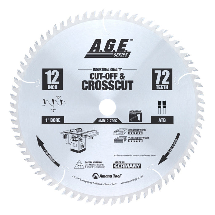 MD12-720 - 12 Inch Dia x 72T ATB, 10 Deg, 1 Inch Bore