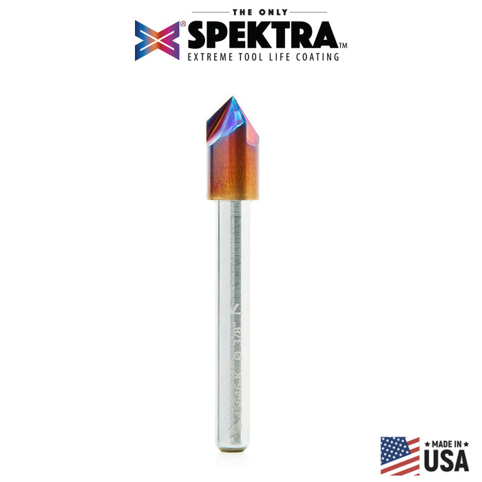 45646-K - (Brazed To Steel Shank) Cutting Edge 3 Flute V-Groove 90 Deg x 3/8 Dia x 0.188 x 1/4 Inch Shank