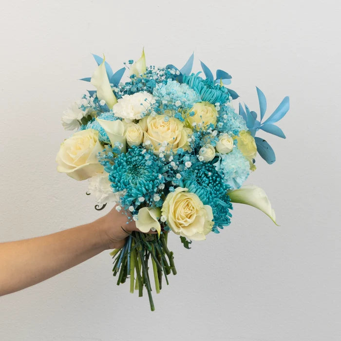 Aqua Bloom Flower Bouquet Close Up - Image