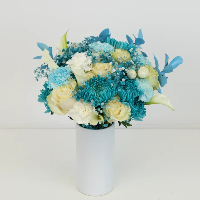 Aqua Bloom Flower Bouquet Vase - Image