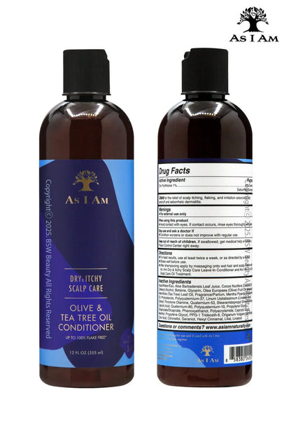AS I AM DRY & ITCHY SCALP CARE OLIVE & TEA TREE OIL CONDITIONER 12oz - BSW BEAUTY CANADA