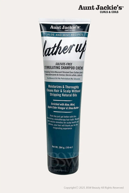 AUNT JACKIE'S ALOE AND MINT LATHER UP SULFATE-FREE STIMULATING SHAMPOO CREME 10oz - BSW BEAUTY CANADA