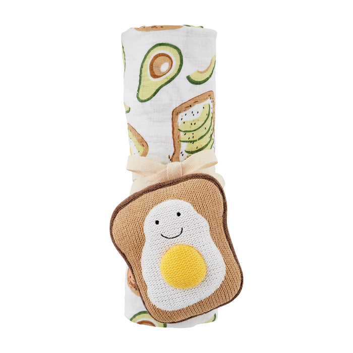 AVOCADO SWADDLE AND TOAST RATTLE SET